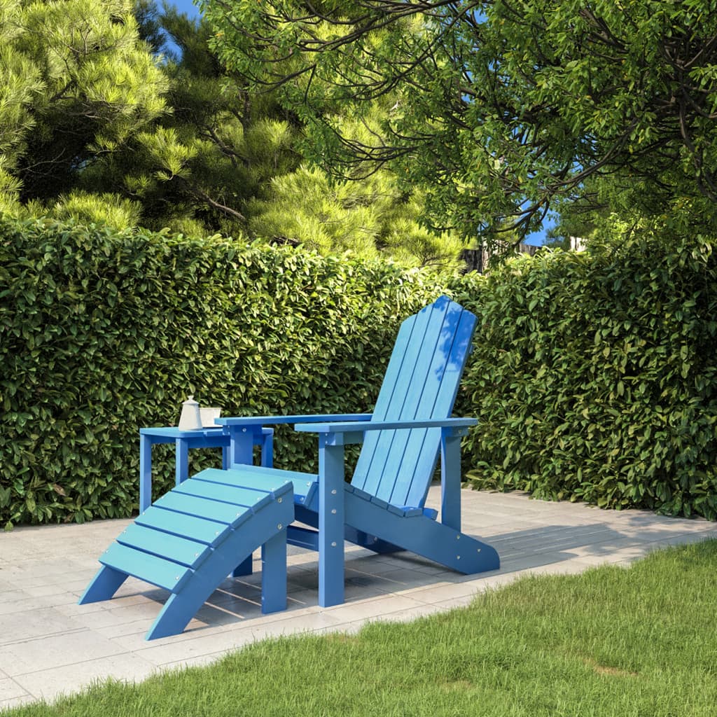 Tuinstoel Adirondack Met Voetenbank Hdpe Aquablauw 1 Waterblauw Fauteuil + voetensteun