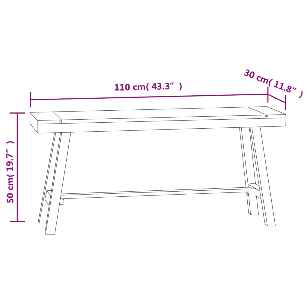 Bankje 110 cm massief teakhout