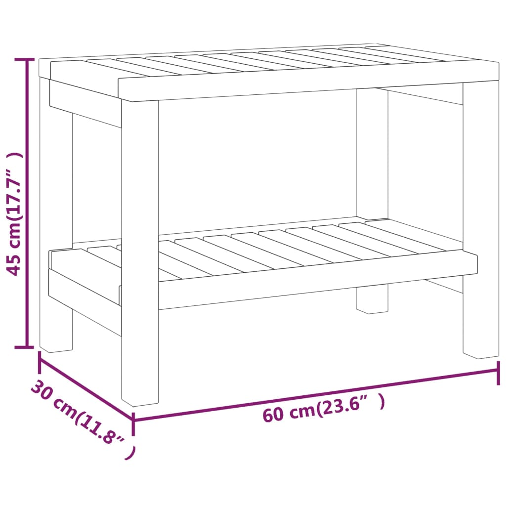 Badkamertafel 60x30x45 cm massief teakhout