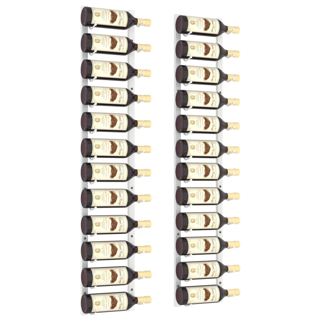 Wijnrekken 2 st voor 12 flessen wandmontage ijzer wit