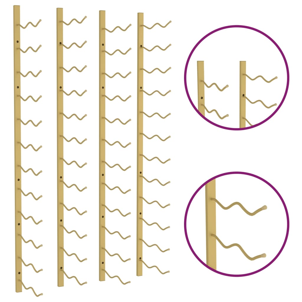 Wijnrekken 2 st voor 24 flessen wandmontage ijzer goudkleurig