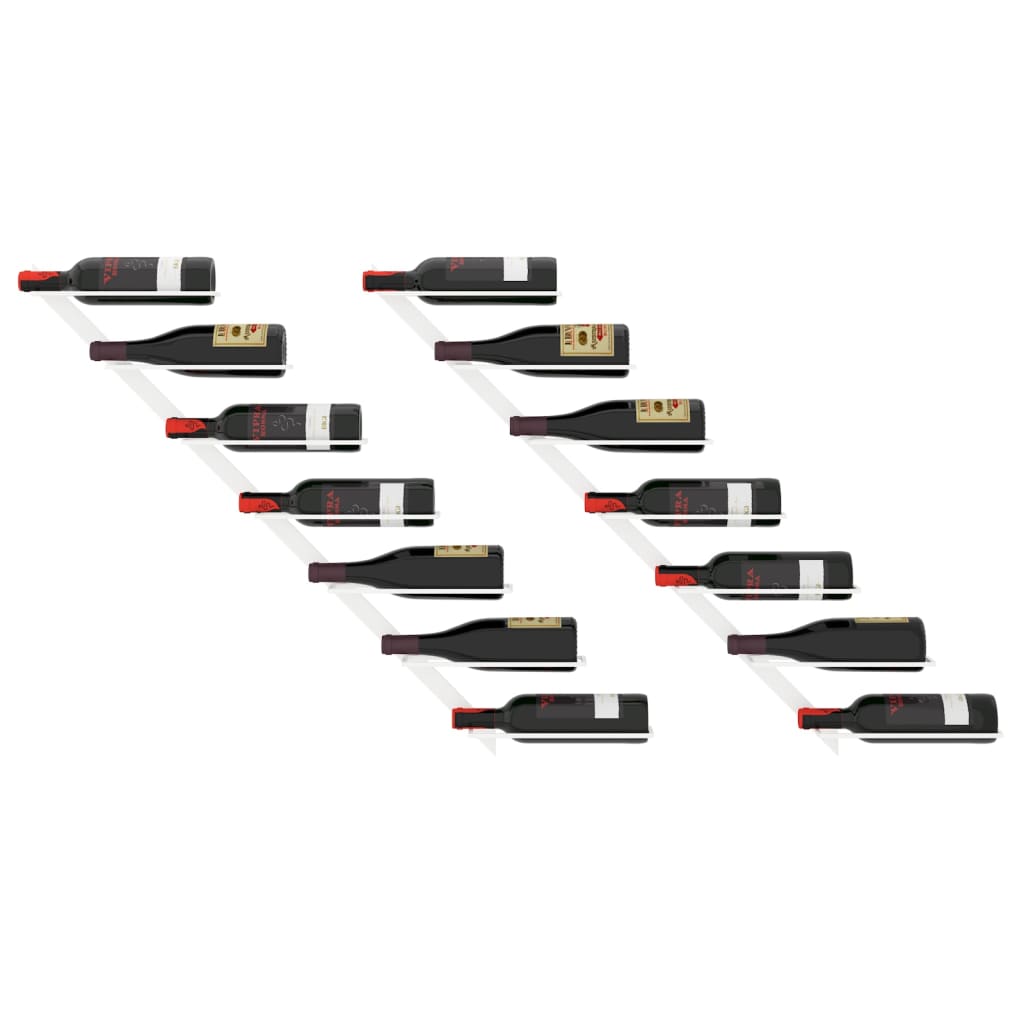 Wijnrekken 2 st voor 7 flessen wandmontage metaal wit