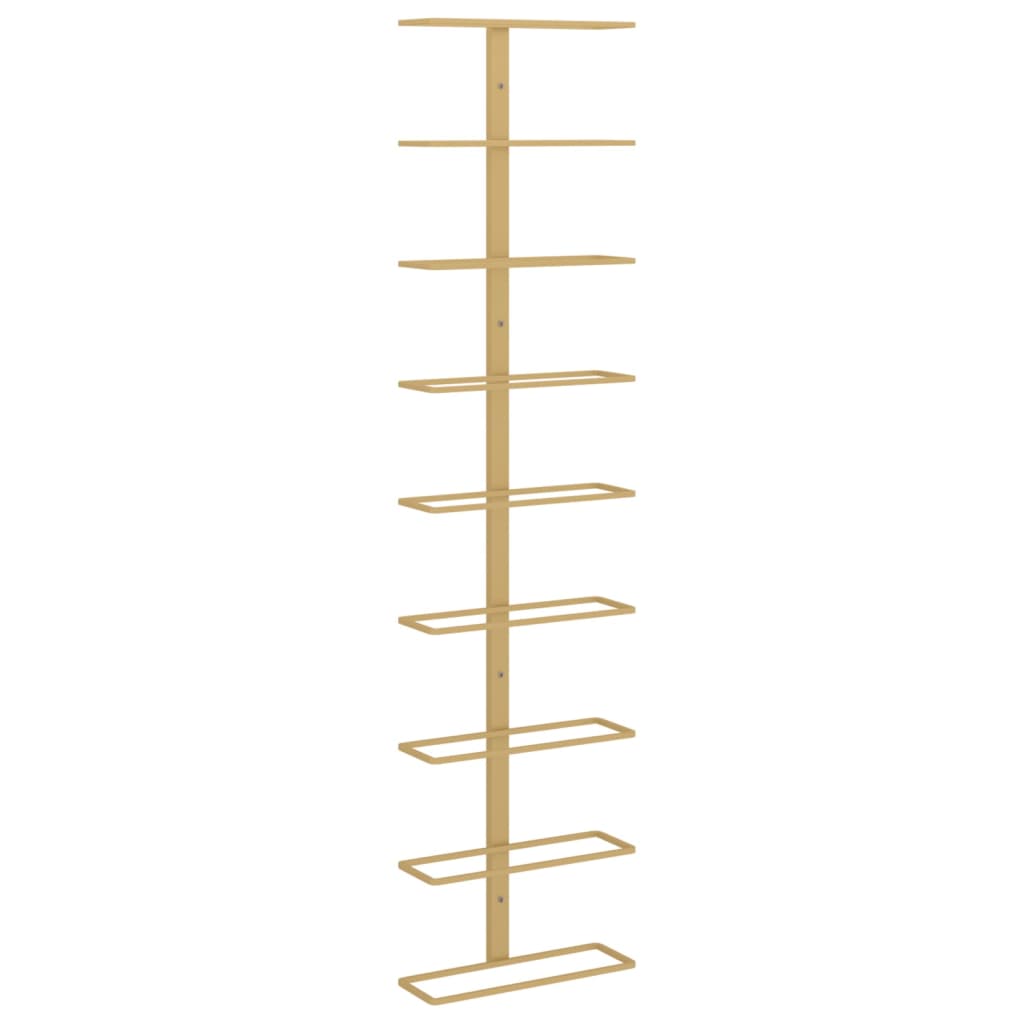 Wijnrek voor 9 flessen wandmontage ijzer goudkleurig