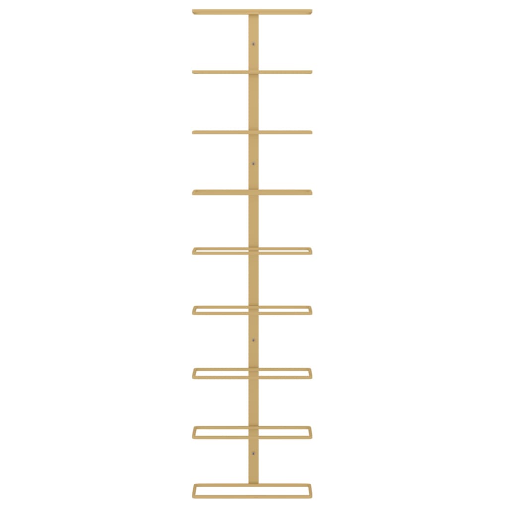 Wijnrek voor 9 flessen wandmontage ijzer goudkleurig