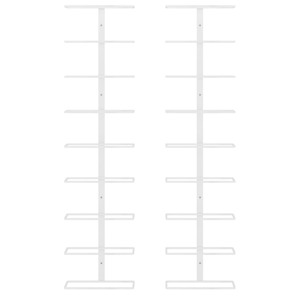 Wijnrekken 2 st wandmontage voor 9 flessen ijzer wit