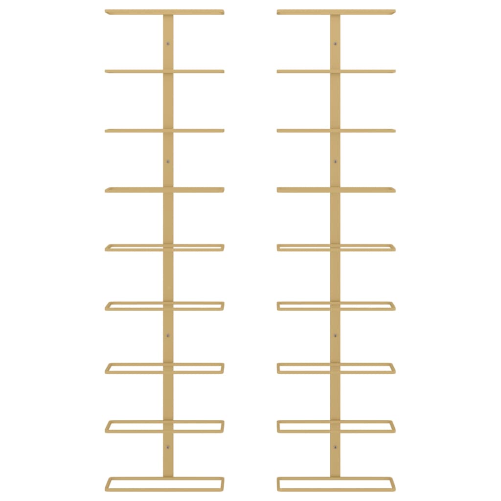 Wijnrekken 2 st voor 9 flessen wandmontage ijzer goudkleurig