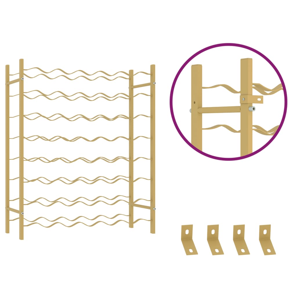 Wijnrek voor 48 flessen metaal goudkleurig