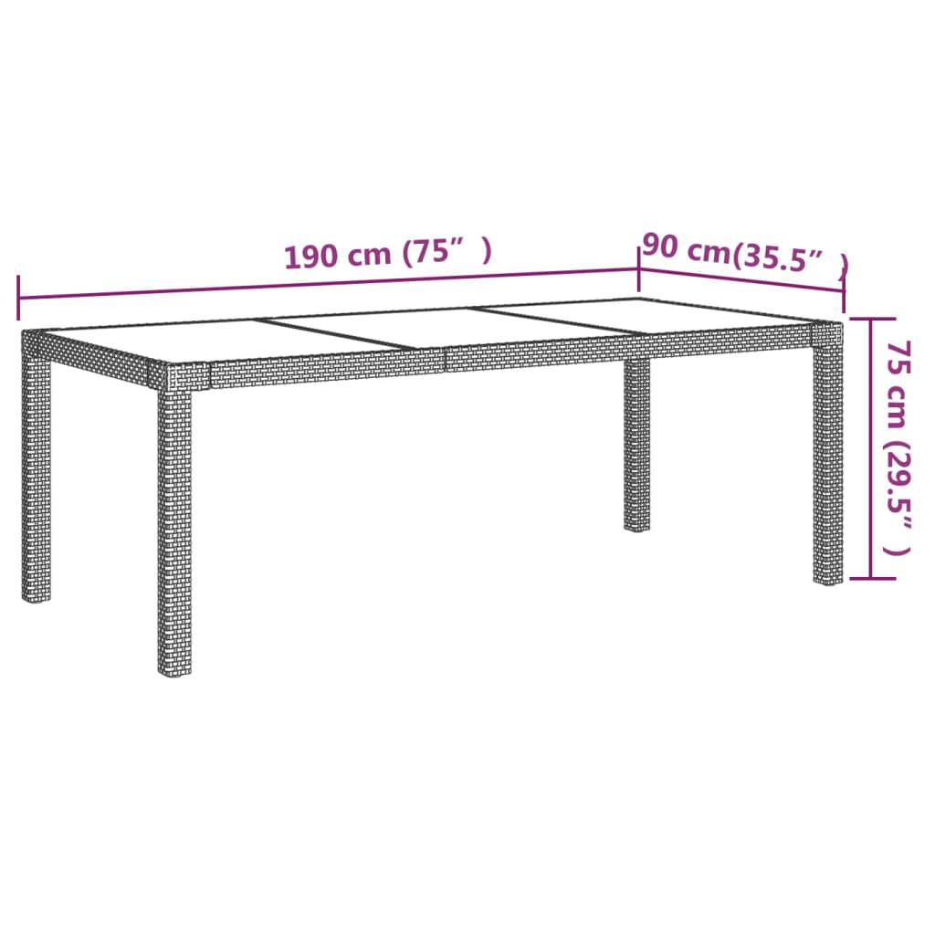 7-delige Tuinset met kussens poly rattan zwart