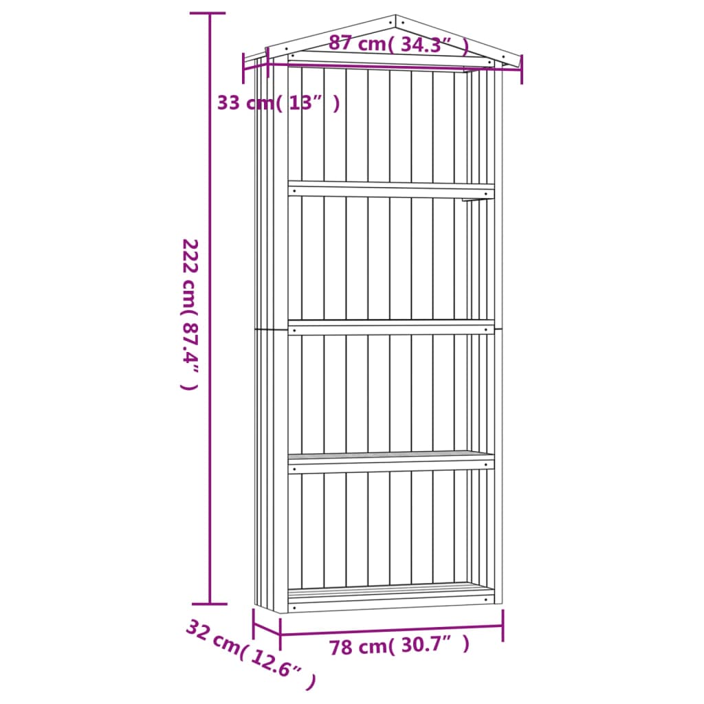 Tuinschuur 87x33x222 cm geïmpregneerd grenenhout