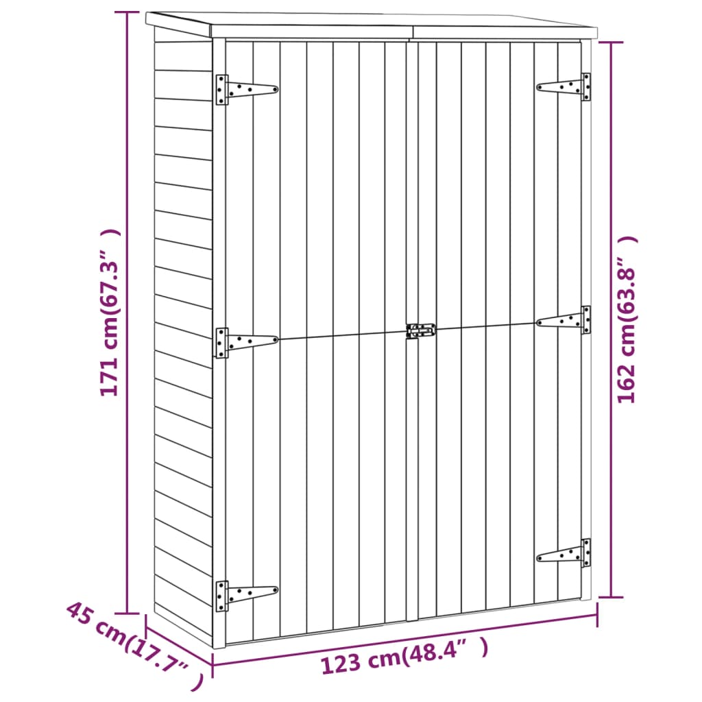 Tuinschuur 123x45x171 cm geïmpregneerd massief grenenhout