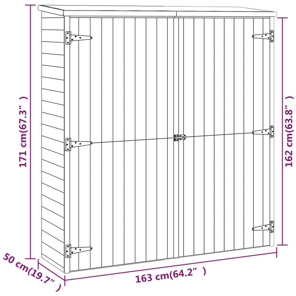 Tuinschuur 163x50x171 cm massief grenenhout