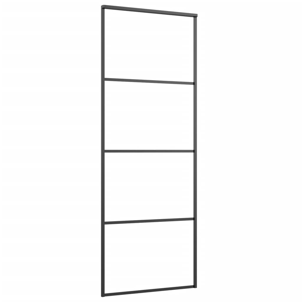 Schuifdeur 76X205 Cm Mat Esg-Glas En Aluminium Zwart 1 76 x 205 cm