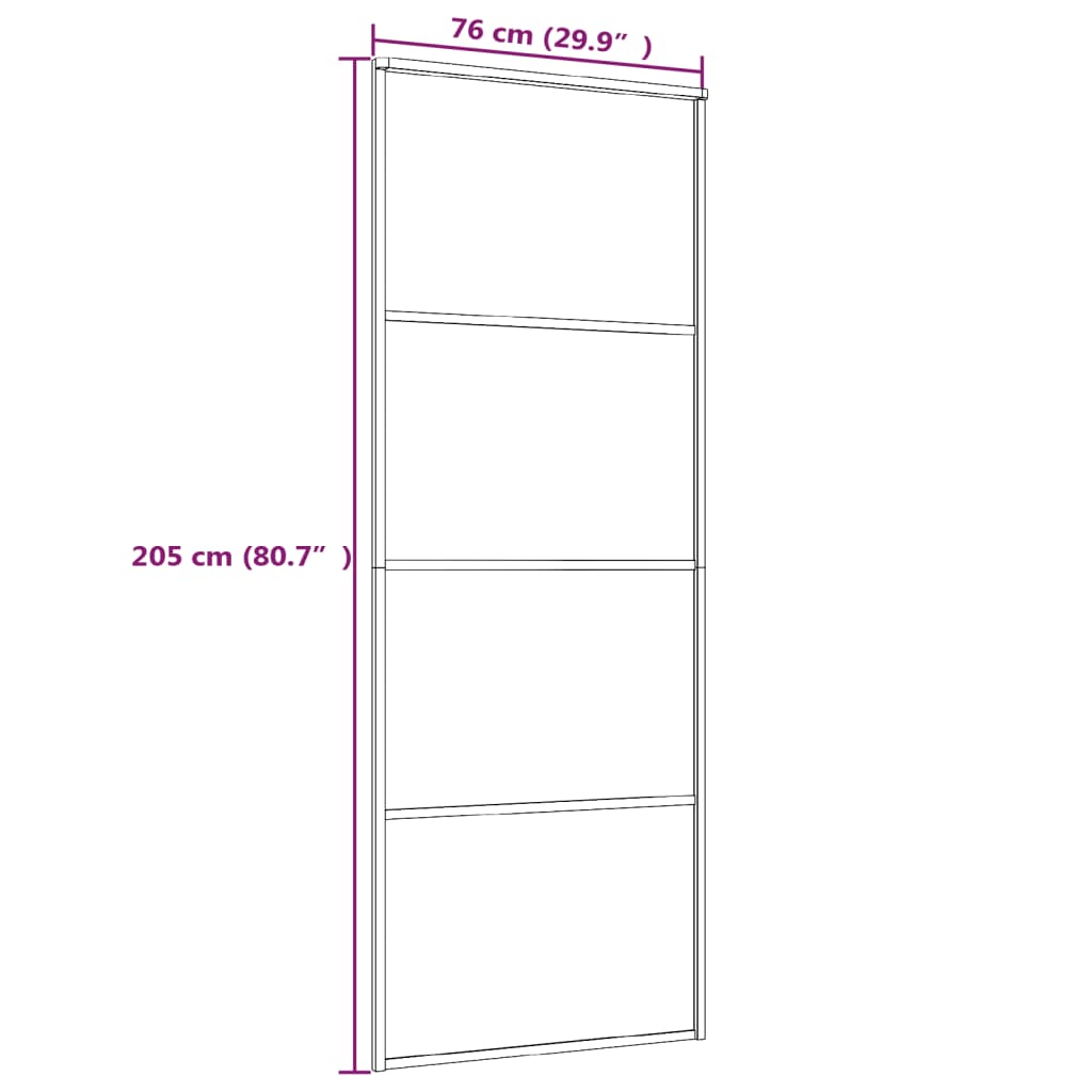 Schuifdeur 76X205 Cm Mat Esg-Glas En Aluminium Zwart 1 76 x 205 cm