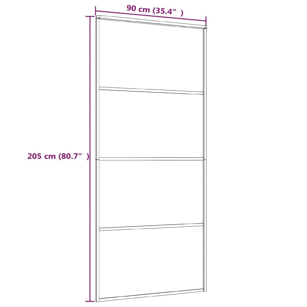 Schuifdeur 90x205 cm mat ESG-glas en aluminium zwart