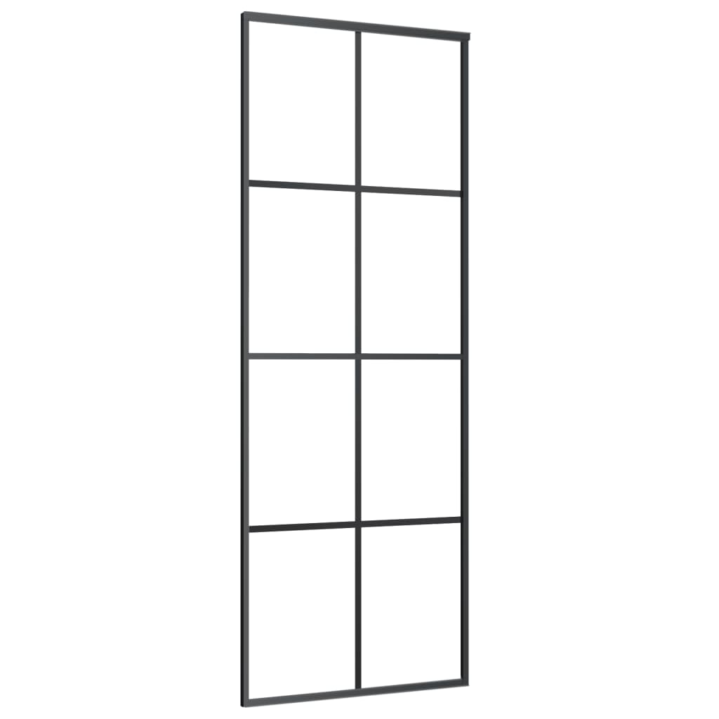 Schuifdeur 76x205 cm ESG-glas en aluminium zwart