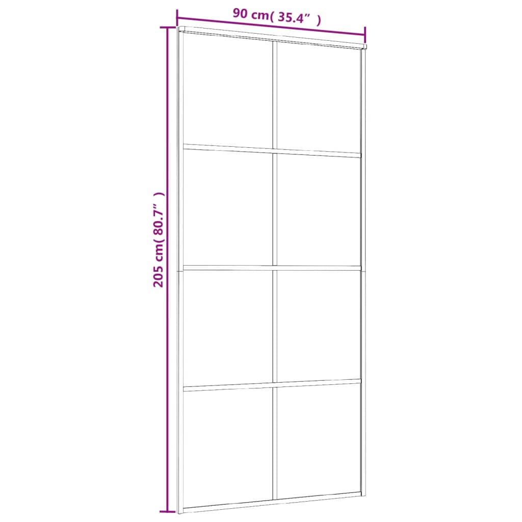 Schuifdeur 90x205 cm ESG-glas en aluminium zwart