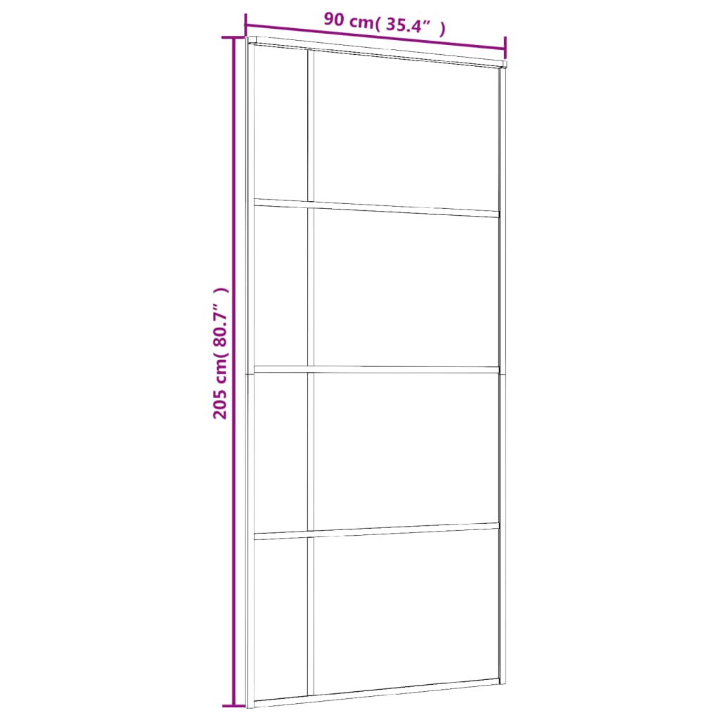 Schuifdeur 90x205 cm ESG-glas en aluminium wit