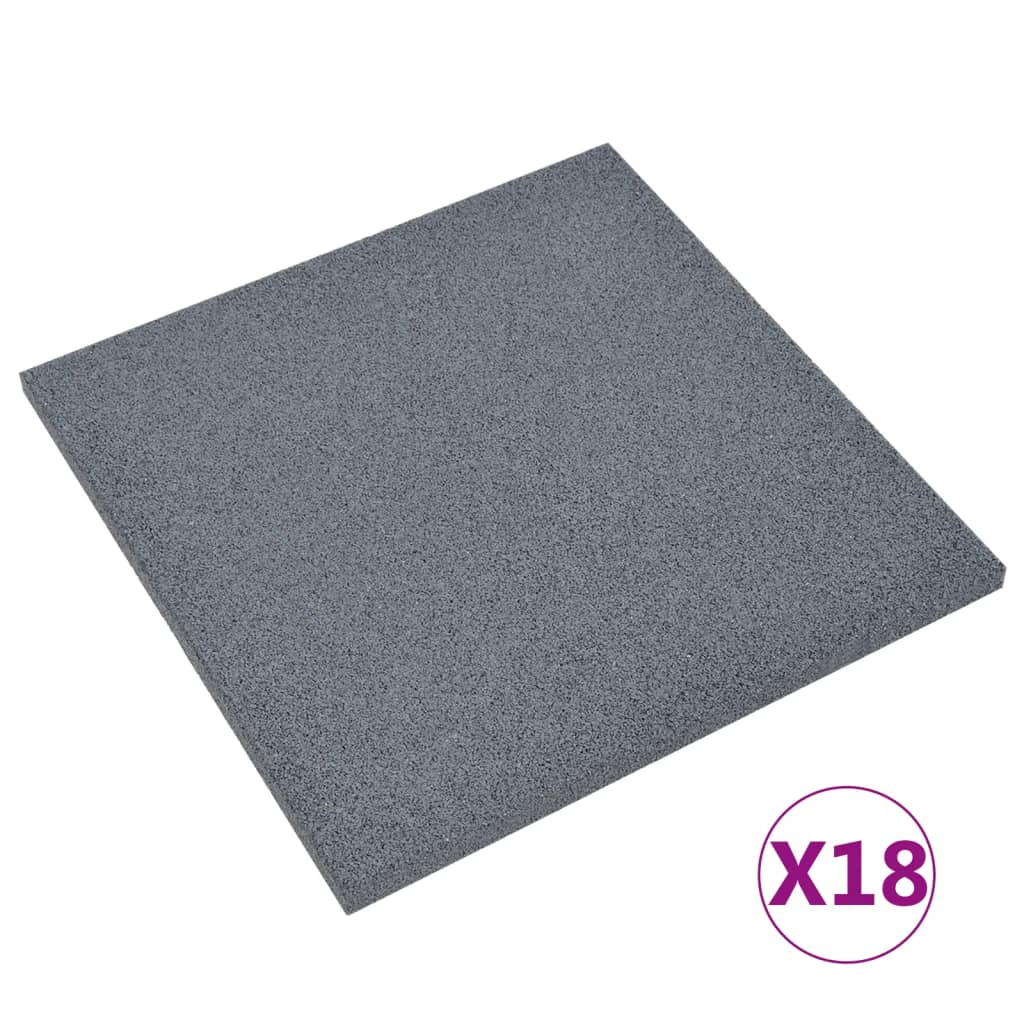 Valtegels 18 st 50x50x3 cm rubber grijs