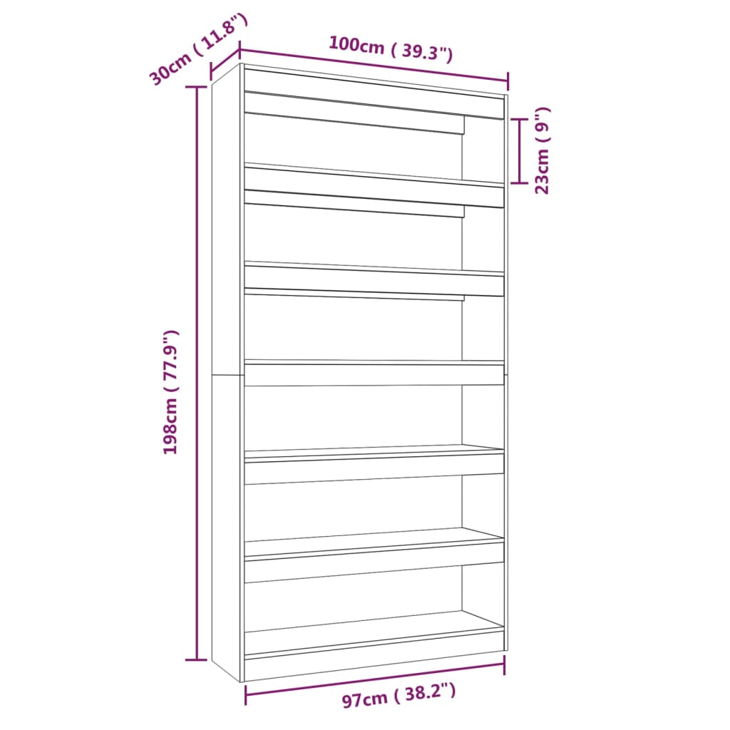 Boekenkast/Kamerscherm 00X30X98 Cm Bewerkt Hout Sonoma Eiken Bruin