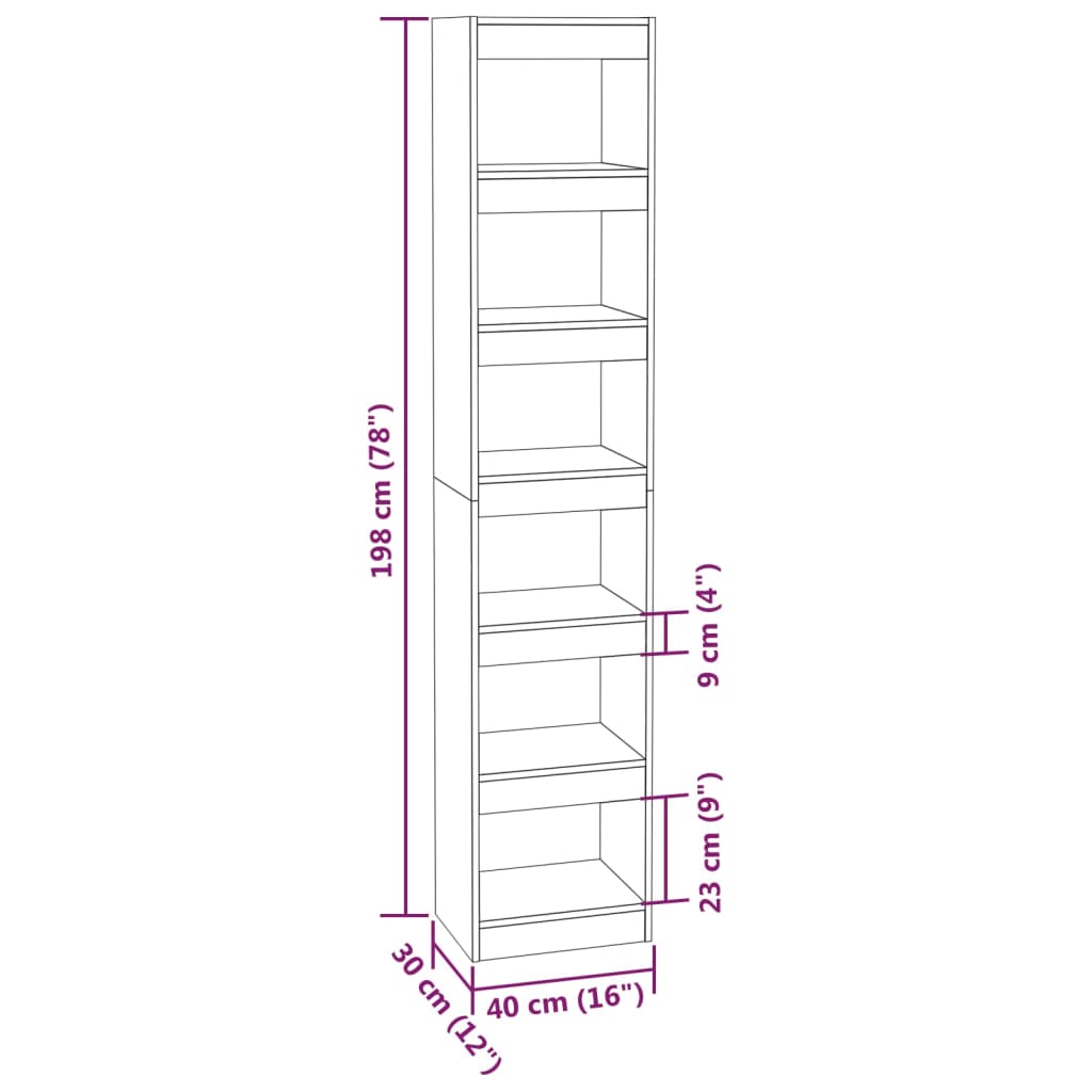 Boekenkast/Kamerscherm 40X30X98 Cm Kleurig Gerookt eiken