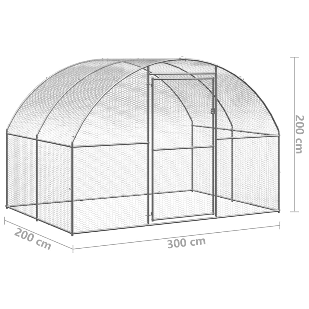 Kippenren 3X2X2 M Gegalvaniseerd Staal 3 x 2 x 2 m Met luifel