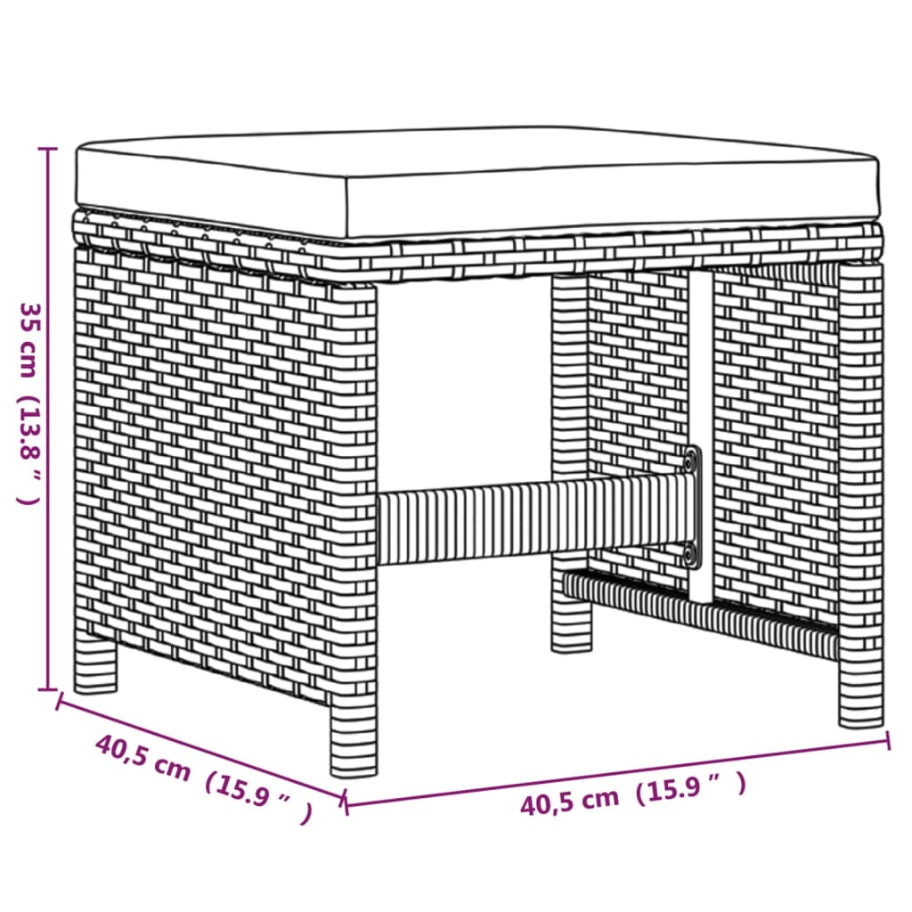 9-delige Tuinset met kussens poly rattan zwart