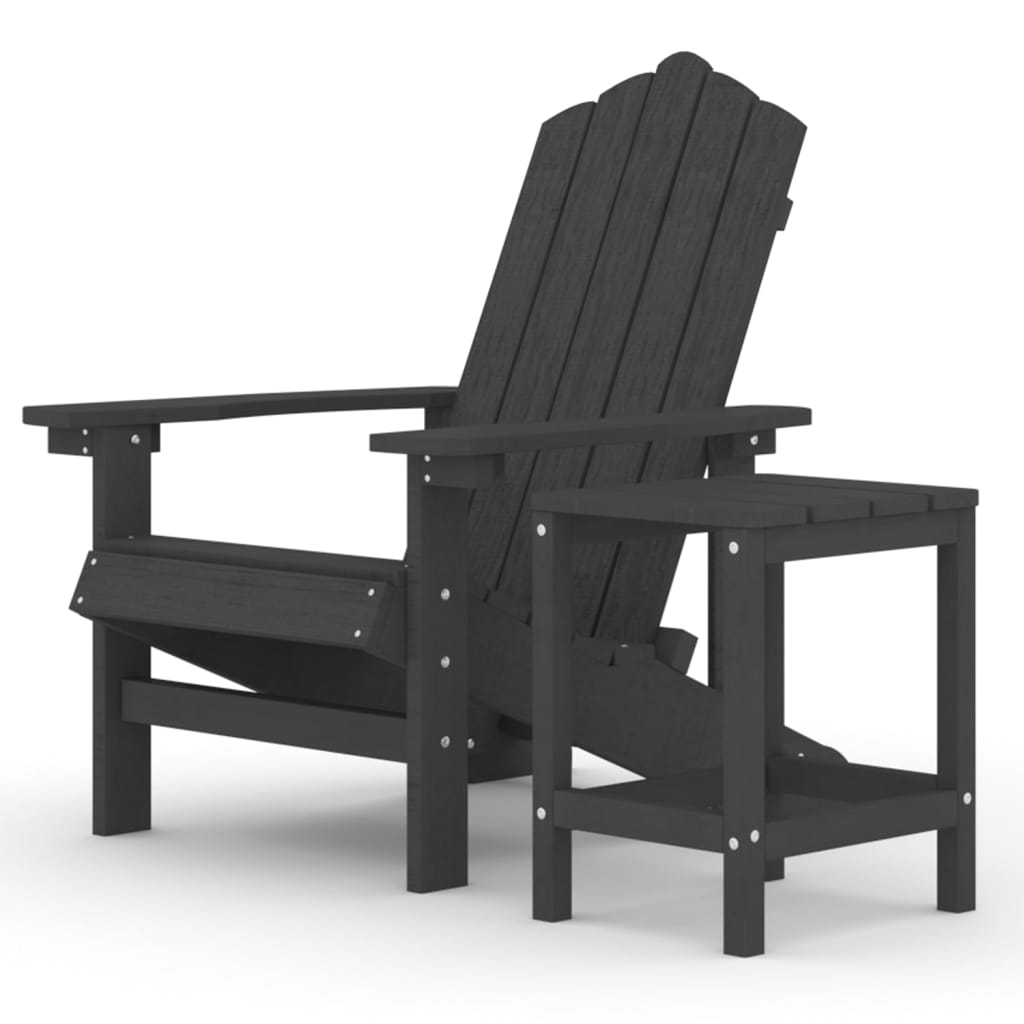 Tuinstoel Adirondack Met Tafel Hdpe Antracietkleurig 1 Fauteuil + tafel