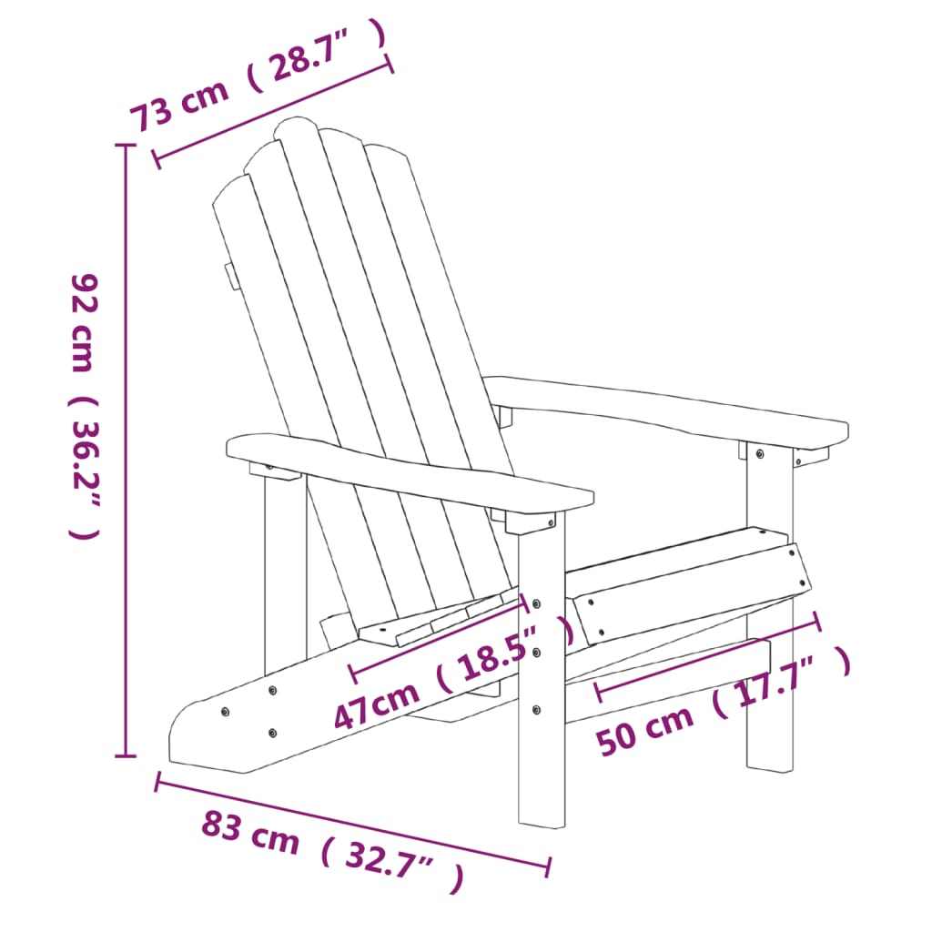 Tuinstoel Adirondack Met Tafel Hdpe Antracietkleurig 1 Fauteuil + tafel