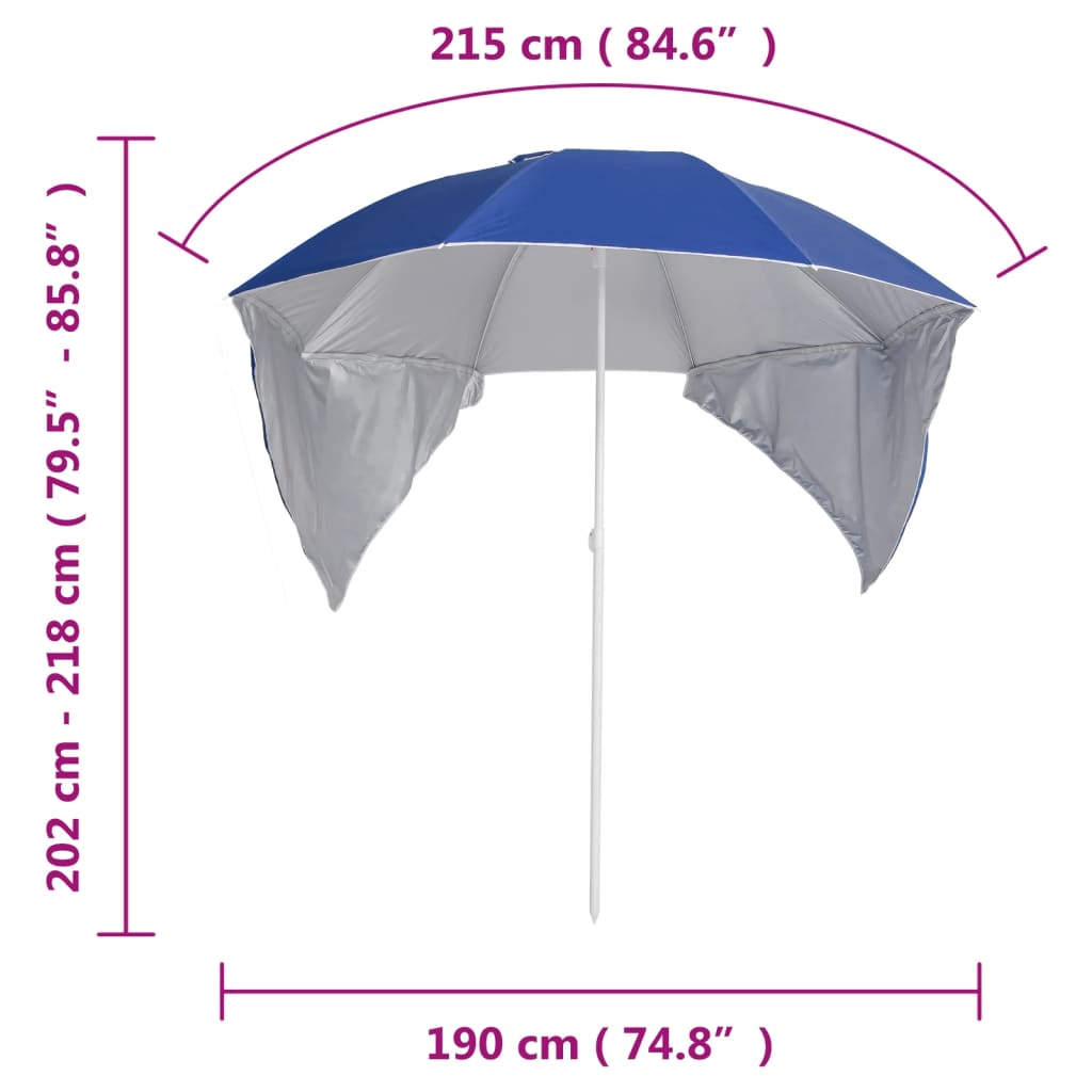 Strandparasol Met Zijwanden 215 Cm Blauw