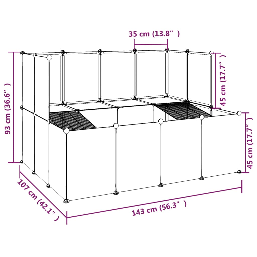 Dierenhok Klein 143X107X93 Cm Polypropeen En Staal Transparant Doorzichtig