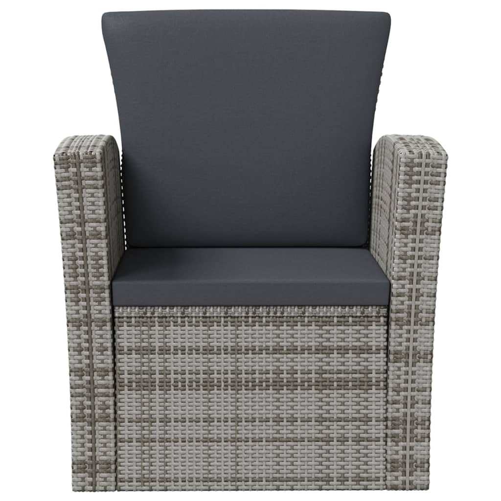 16-delige Loungeset met kussens poly rattan grijs