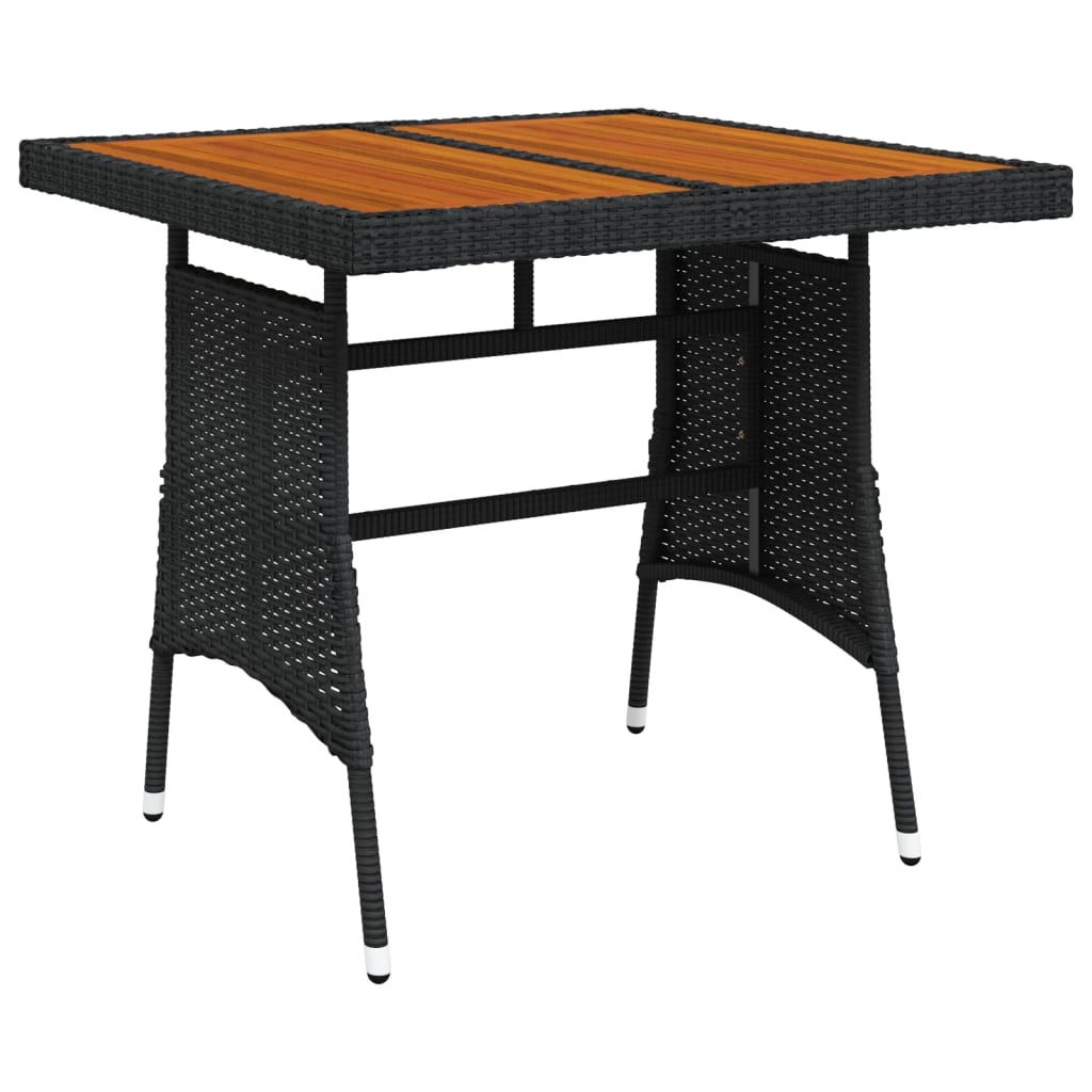 Tuintafel 70X70X72 Cm Poly Rattan En Massief Acaciahout Zwart 1 70 x 70 x 72 cm