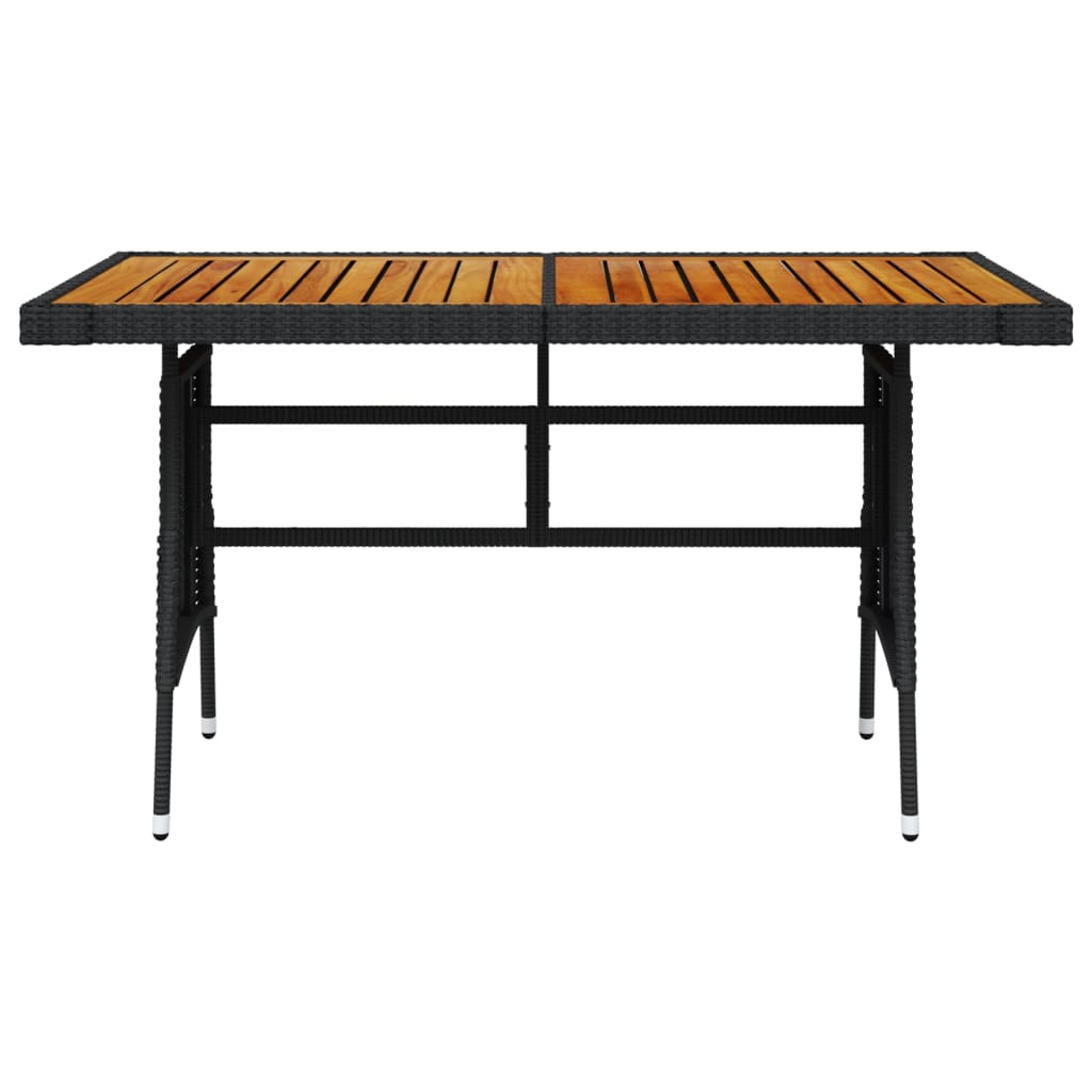 Tuintafel Poly Rattan En Massief Acaciahout 130 x 70 x 72 cm Zwart