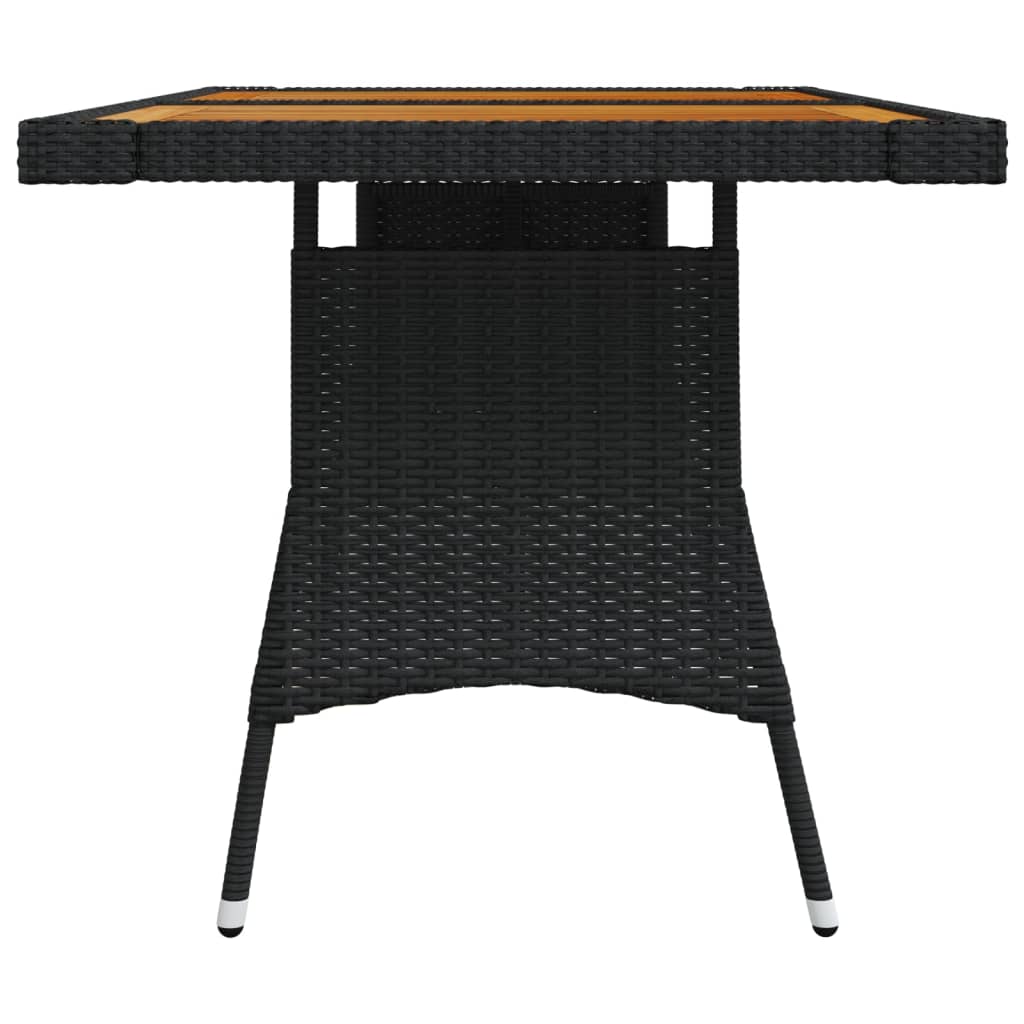 Tuintafel Poly Rattan En Massief Acaciahout 130 x 70 x 72 cm Zwart