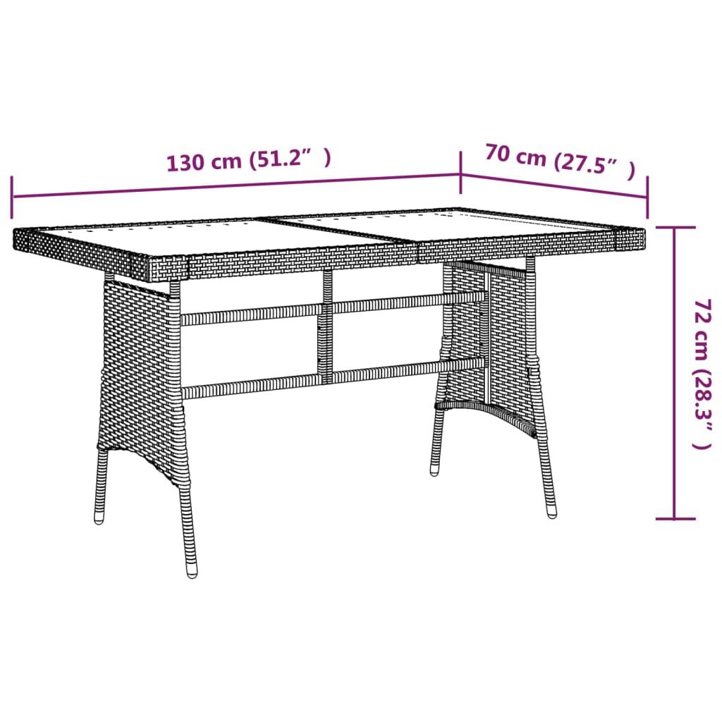 Tuintafel Poly Rattan En Massief Acaciahout 130 x 70 x 72 cm Zwart