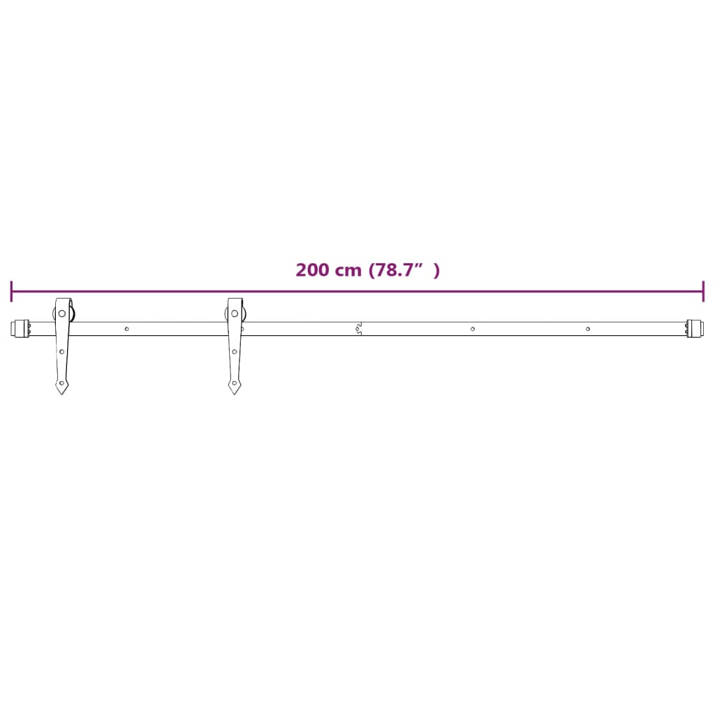 Beslagset voor schuifdeur 200 cm staal wit