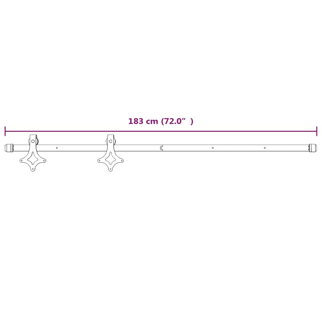 Beslagset voor schuifdeur 183 cm staal wit