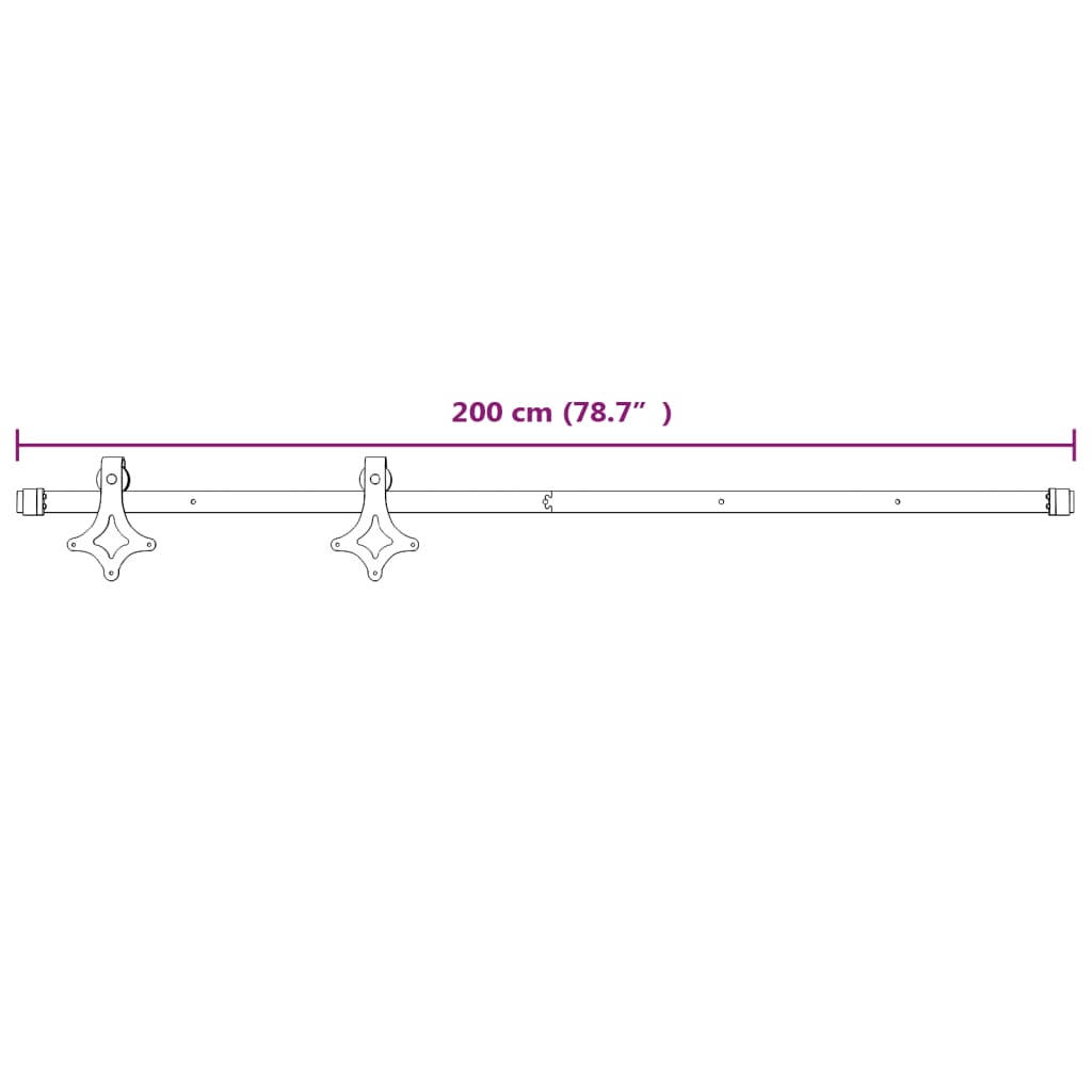 Beslagset voor schuifdeur 200 cm staal wit