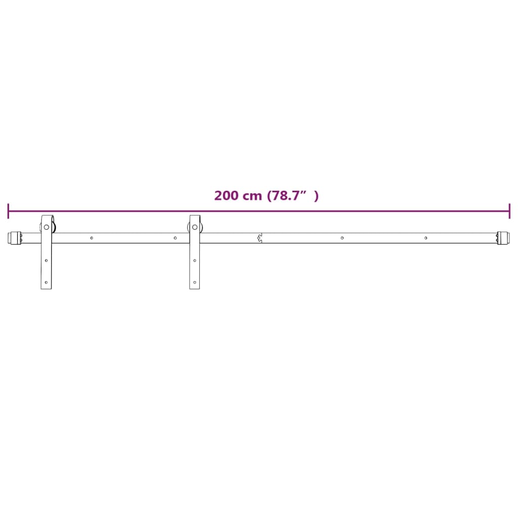 Beslagset voor schuifdeur 200 cm staal wit