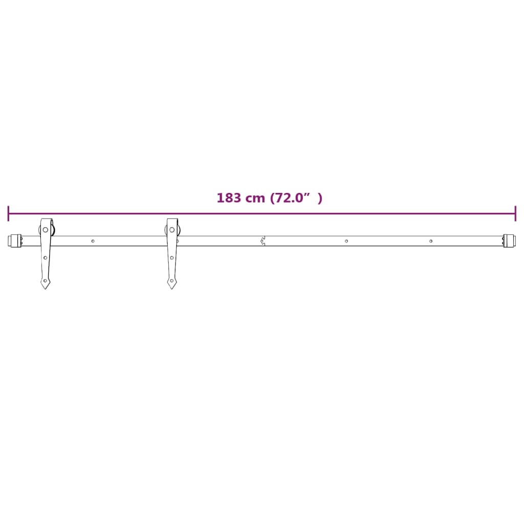 Beslagset voor schuifdeur 183 cm staal wit