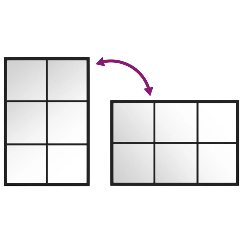 Wandspiegel 60x40 cm metaal zwart