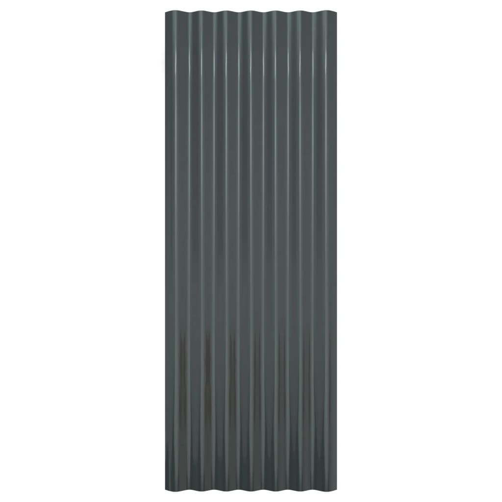 Dakpanelen 12 st 100x36 cm gepoedercoat staal antracietkleurig