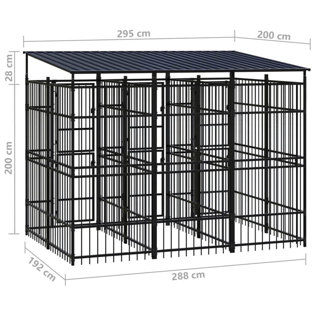 Hondenkennel met dak 5,53 m² staal