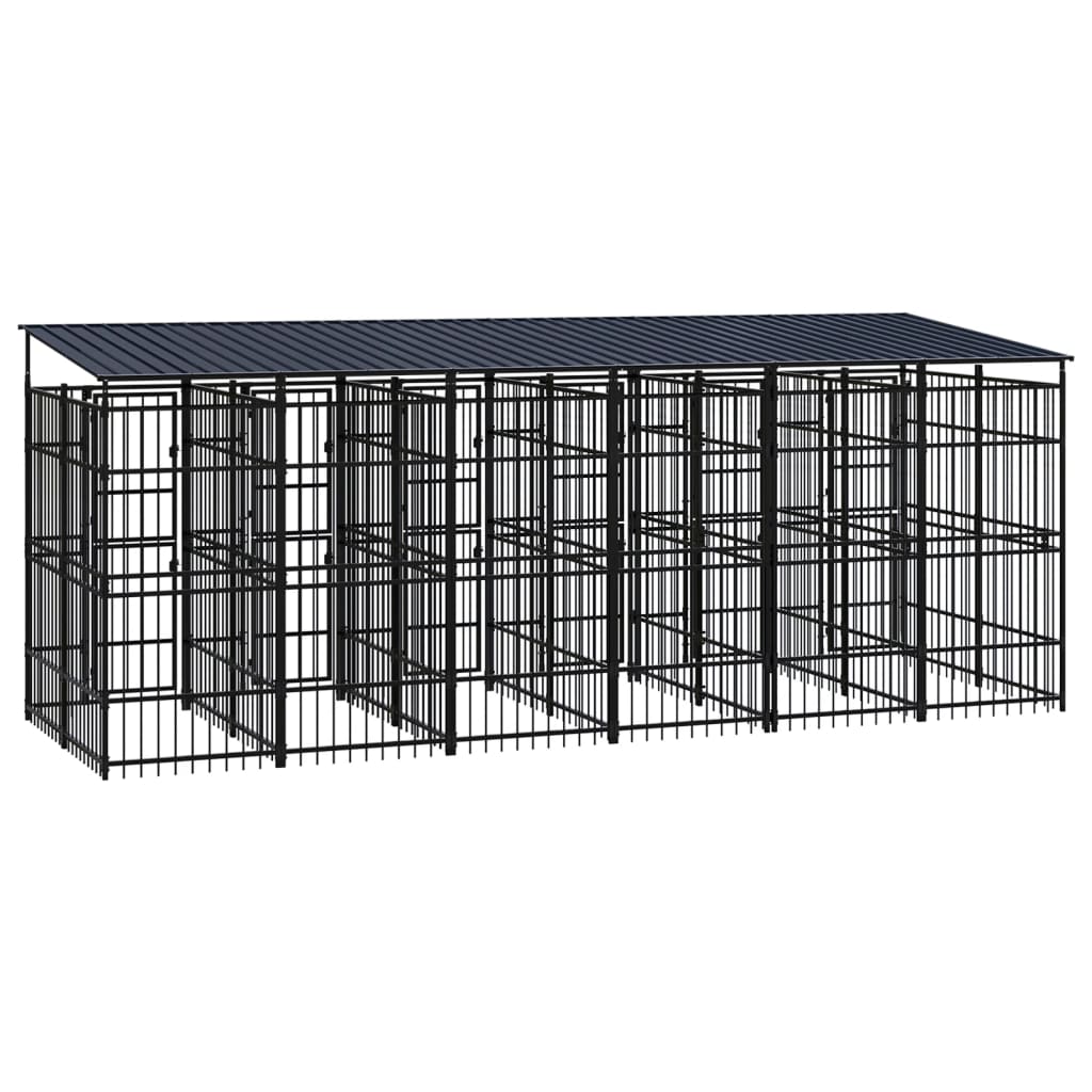 Hondenkennel met dak 11,06 m² staal