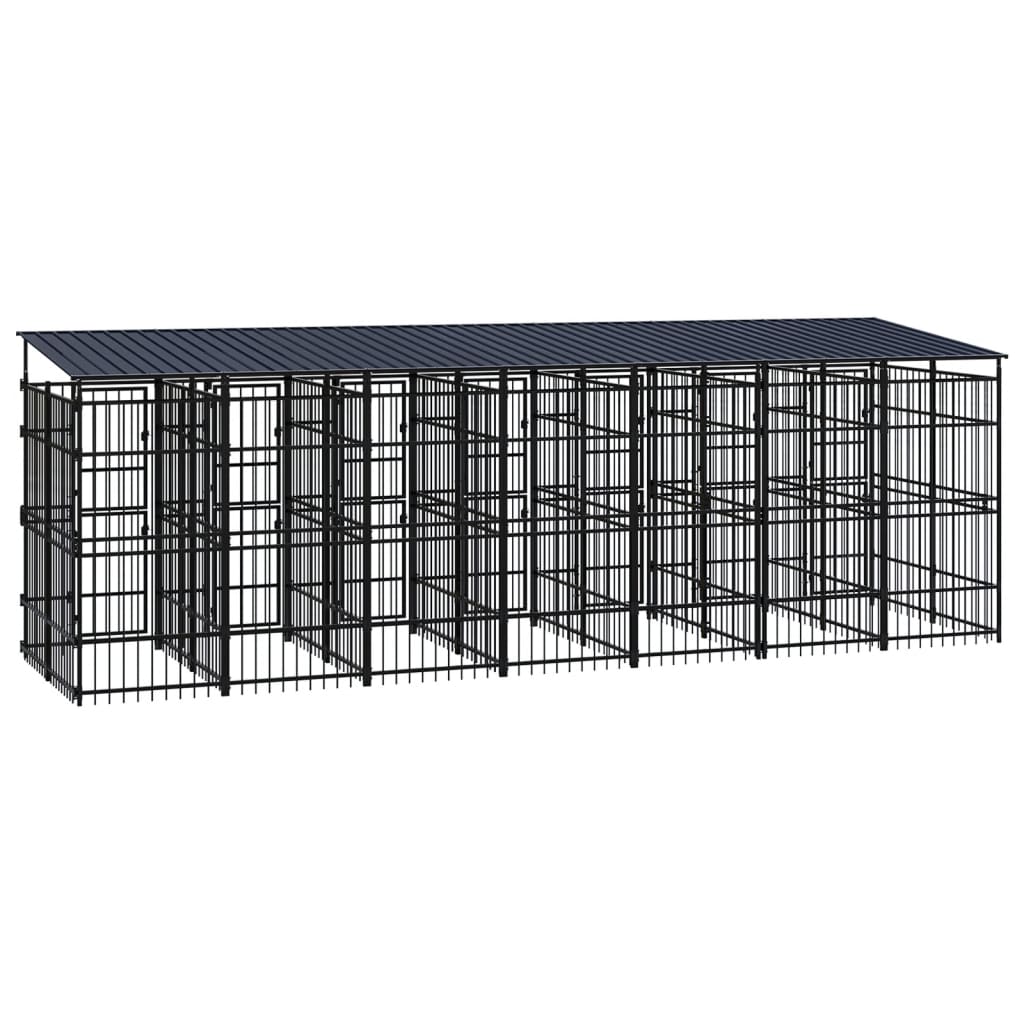 Hondenkennel met dak 12,9 m² staal