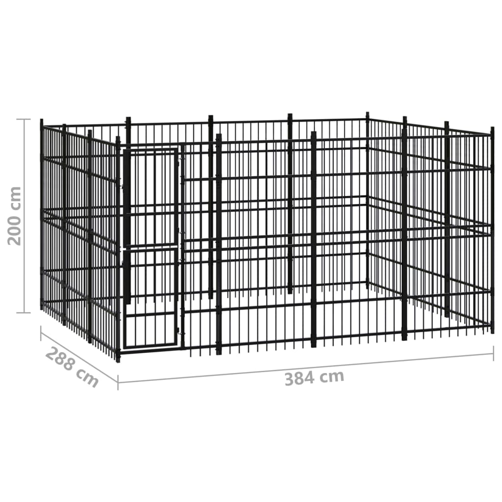 Hondenkennel 11,06 M² Staal 384 x 288 x 200 cm