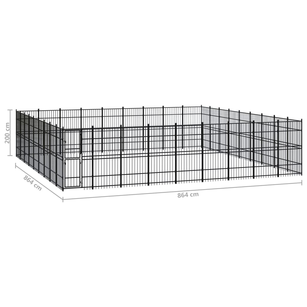 Hondenkennel 74,65 M² Staal 864 x 864 x 200 cm