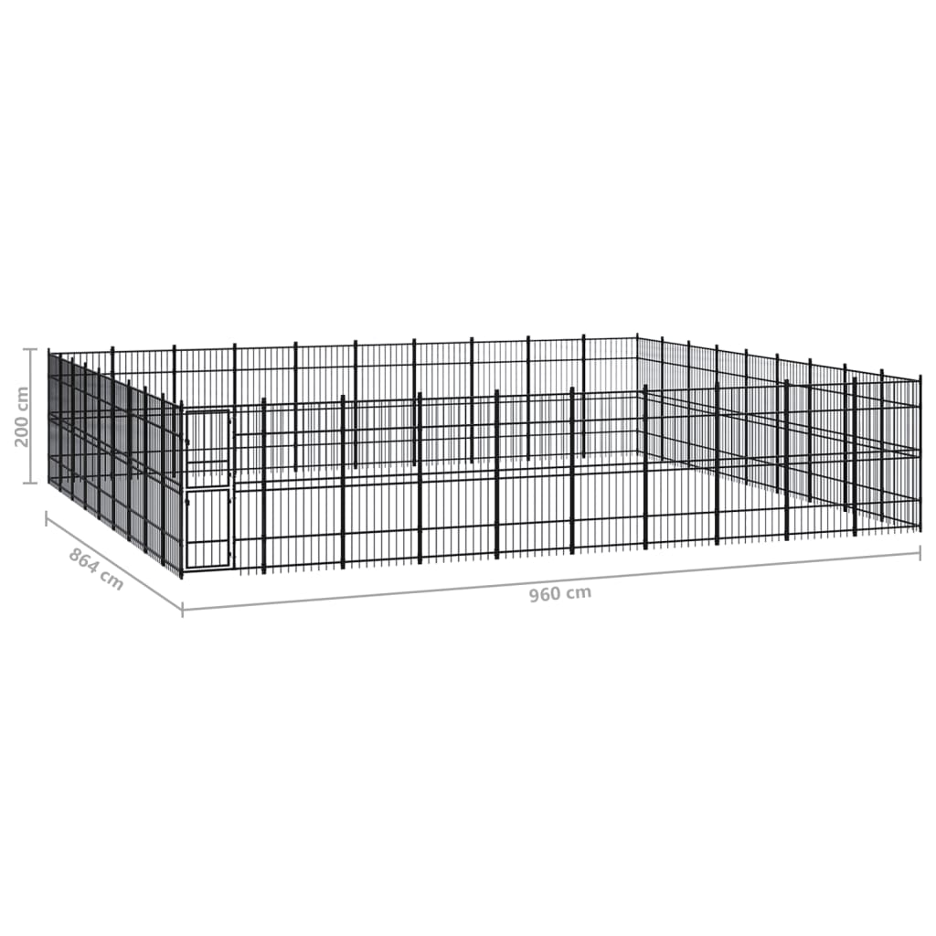 Hondenkennel 82,94 M² Staal 960 x 864 x 200 cm