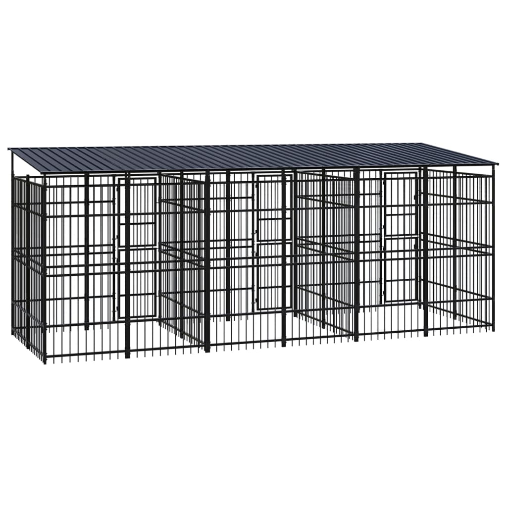 Hondenkennel met dak 11,06 m² staal