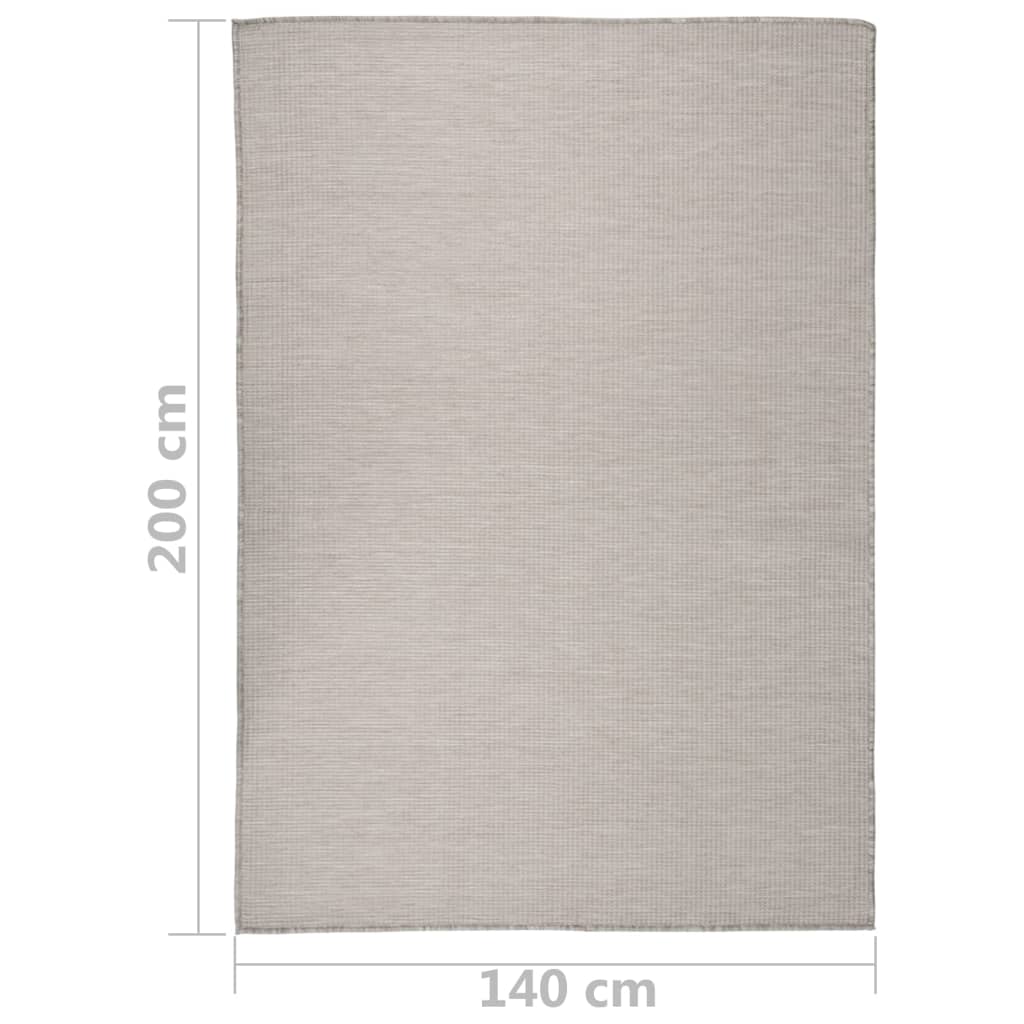 Buitenkleed Platgeweven 140 x 200 cm Taupe